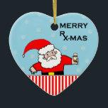 pharmacist christmas ceramic tree decoration<br><div class="desc">Pharmacist Christmas holiday ornament featuring Santa Claus and the words: Merry RX-mas.</div>