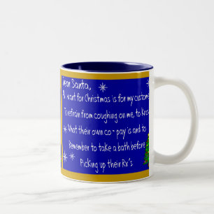 Pharmacist "DEAR SANTA" Christmas Themed Gifts Two-Tone Coffee Mug