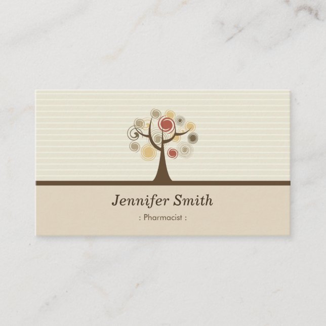 Pharmacist - Elegant Natural Theme Business Card (Front)