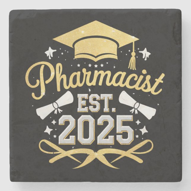 Pharmacist Est 2025 Pharmacy Graduation Stone Coaster (Front)