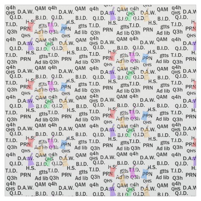 Pharmacist Fabric Abbreviations White (Swatch)