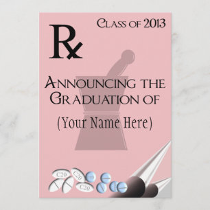 Pharmacist Graduation Invitations Rx Pad Design II