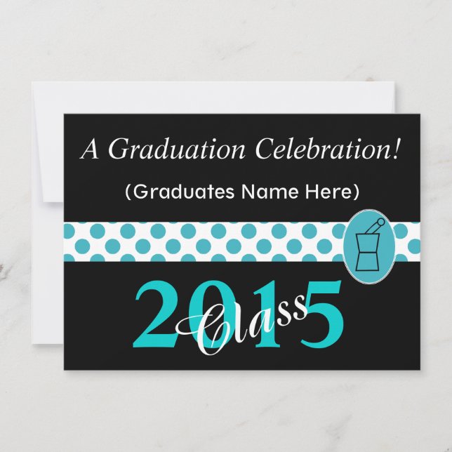 Pharmacist Graduation Invitations Teal and Black I (Front)