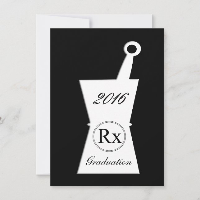 Pharmacist Graduation Party Black Invitation (Front)