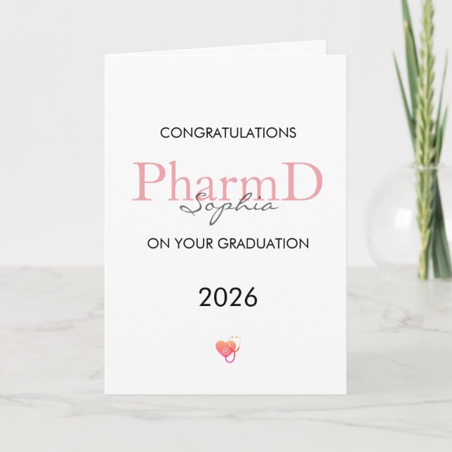 Pharmacist Graduation Personalised Name Year Card (Front)