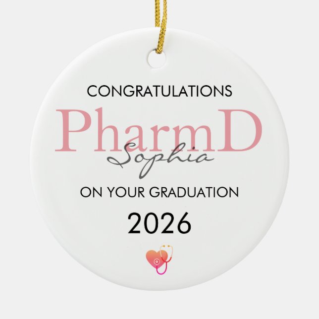 Pharmacist Graduation Personalised Name Year Ceramic Ornament (Front)