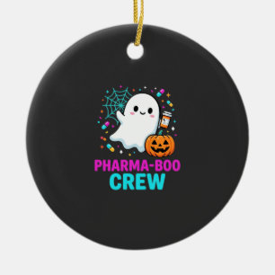 Pharmacist Halloween Pharma-Boo Crew Ghost Design_ Ceramic Ornament