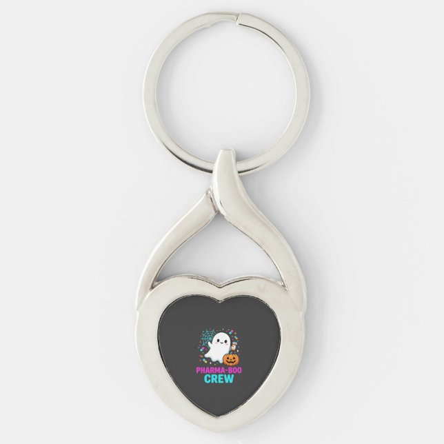 Pharmacist Halloween Pharma-Boo Crew Ghost Design_ Key Ring (Front)