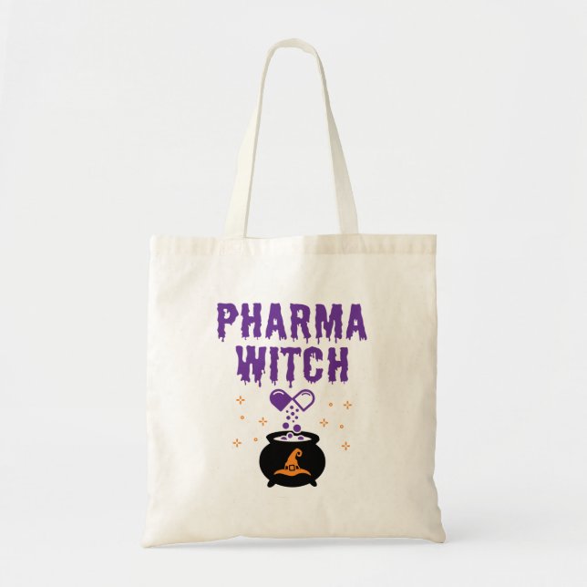 Pharmacist Halloween Pharmacy Tech Pharma Witch Tote Bag (Front)