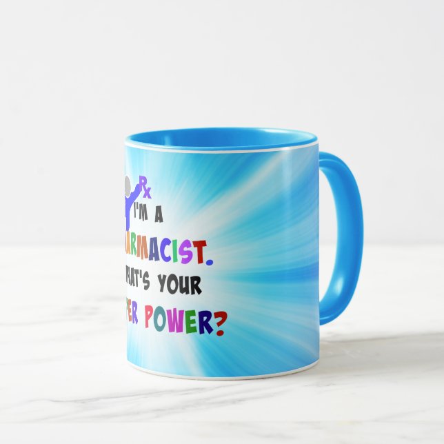 Pharmacist humour, colourful design mug (Front Right)
