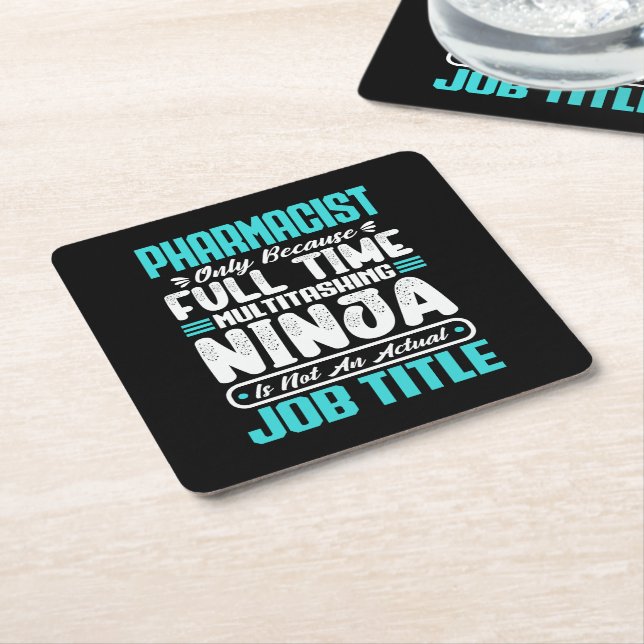 Pharmacist Job Title Profession Funny Pharmacy Square Paper Coaster (Angled)