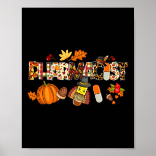 Pharmacist Leopard Pilgrim Hat Fall Thanksgiving G Poster