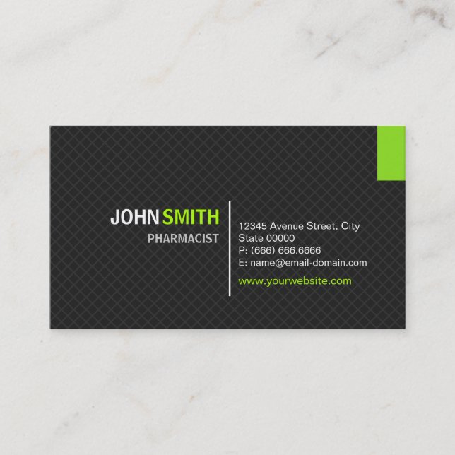 Pharmacist - Modern Twill Grid Business Card (Front)