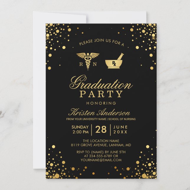 Pharmacist Nurse Practitioner Graduation Party Invitation (Front)