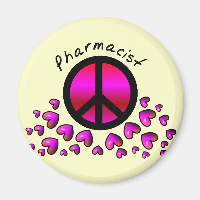 Pharmacist Peace & Hearts Design Gifts Magnet (Front)