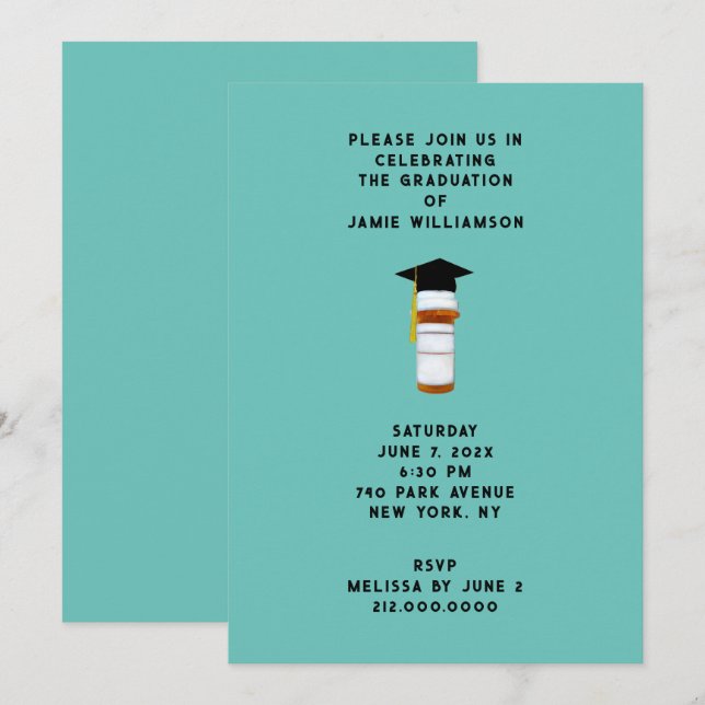 Pharmacist Pharmacy School Graduation Party Invitation (Front/Back)