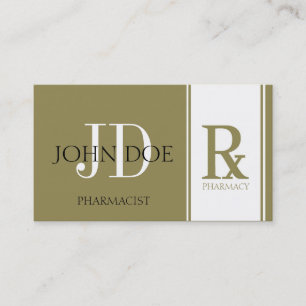 Pharmacist/Prescription Pharmacy Antique Gold Business Card