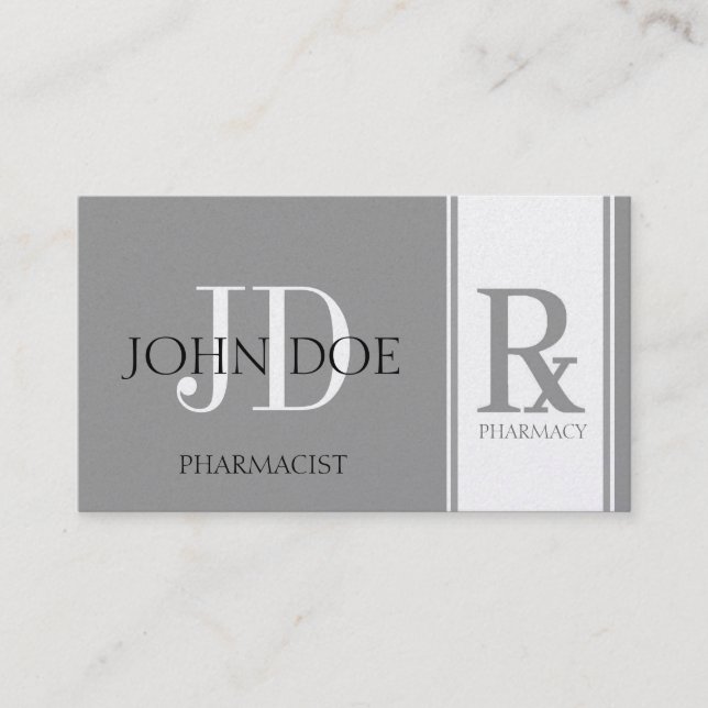 Pharmacist/Prescription Pharmacy Dark Platinum Business Card (Front)