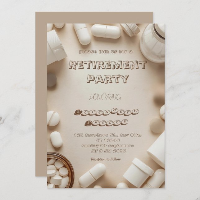  Pharmacist retirement party  invitation (Front/Back)
