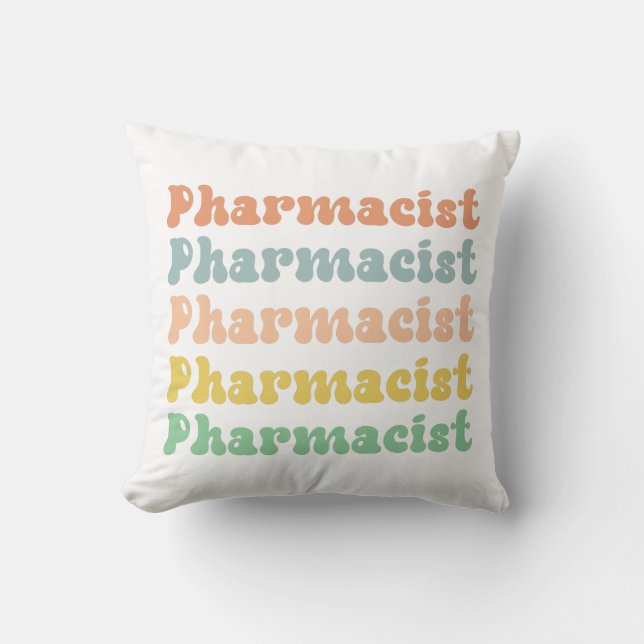 Pharmacist Retro Groovy Pharmacy Cushion (Front)