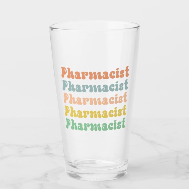 Pharmacist Retro Groovy Pharmacy Glass (Front)