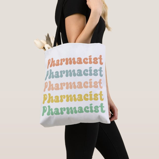 Pharmacist Retro Groovy Pharmacy Tote Bag (Close Up)