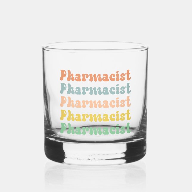 Pharmacist Retro Groovy Pharmacy Whiskey Glass (Front)