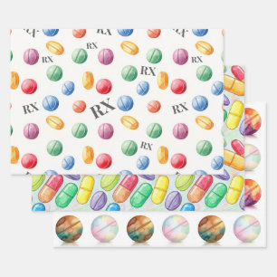 Pharmacist Watercolor Pill RX Wrapping Paper
