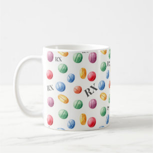Pharmacist Watercolor Pills RX Symbol Coffee Mug