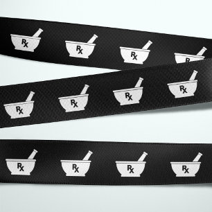 Pharmacology Mortar and Pestle Symbol Grosgrain Ribbon