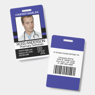 Pharmacy - Blue, Black and White Badge ID Badge