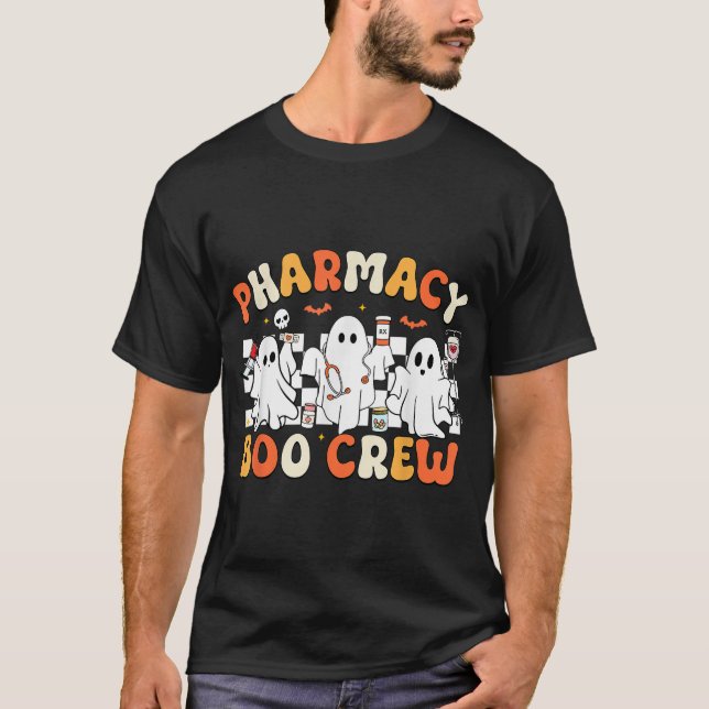 Pharmacy Boo Crew Ghost Pharmacist Tech Halloween T-Shirt (Front)