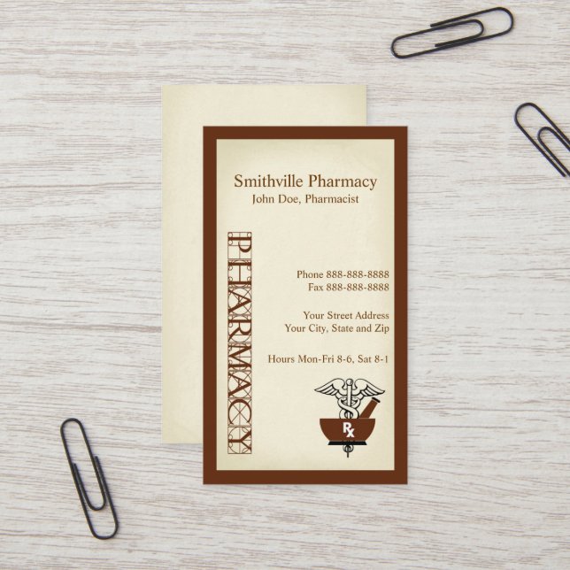 Pharmacy Business Card (Front/Back In Situ)