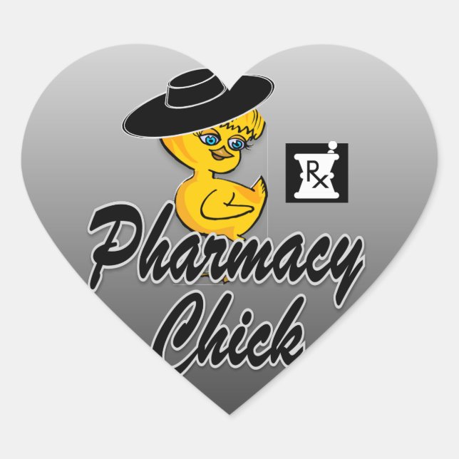 Pharmacy Chick #4 Heart Sticker (Front)