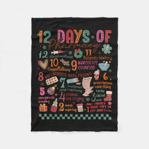 Pharmacy Christmas Shirt - 12 Days Of Pharmacy Tec Fleece Blanket