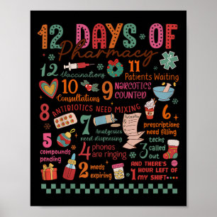 Pharmacy Christmas Shirt - 12 Days Of Pharmacy Tec Poster