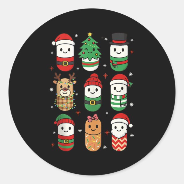 Pharmacy Christmas Xmas Vibes Pharmacist Pharm Tec Classic Round Sticker (Front)