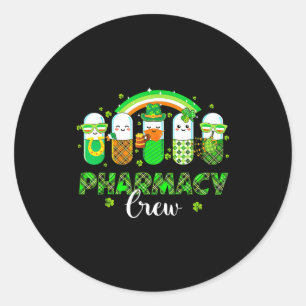 Pharmacy crew funny pills rainbow pharmacist st classic round sticker