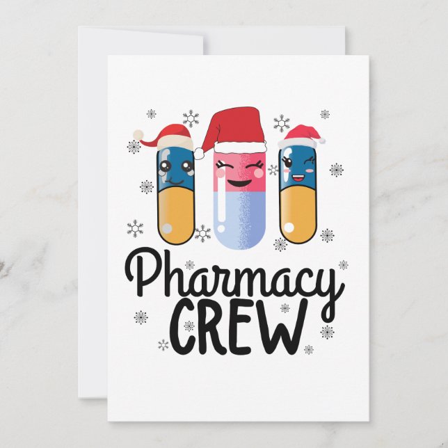 Pharmacy Crew. Pharmacist Christmas T-Shirt Invitation (Front)