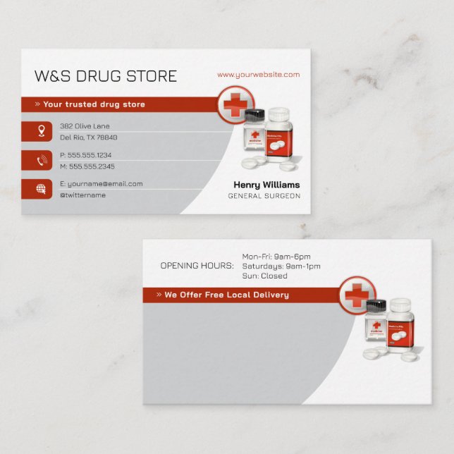 Pharmacy | Drug Store Business Card (Front/Back)