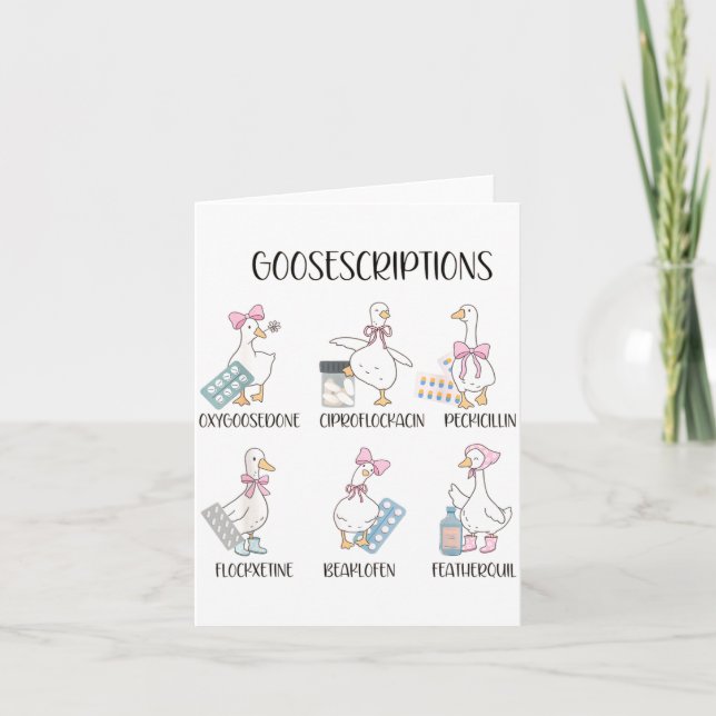 Pharmacy Funny Goose Silly Prescriptions Puns Medi Card (Front)