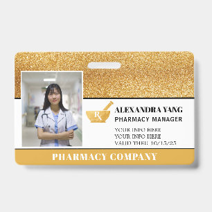 Pharmacy Gold deluxe Photo Badge ID Badge