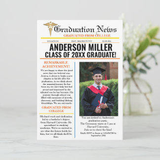 Pharmacy Graduation Newspaper College Unique  Invitation
