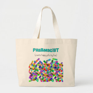 Pharmacy "Happy Pills" Design Large Tote Bag