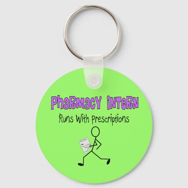 Pharmacy Intern "Runs With Prescriptions" Key Ring (Front)
