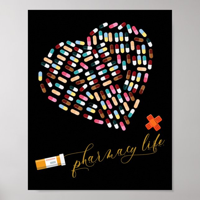 Pharmacy Life Pharmacist Heart Happy Valentine's D Poster (Front)