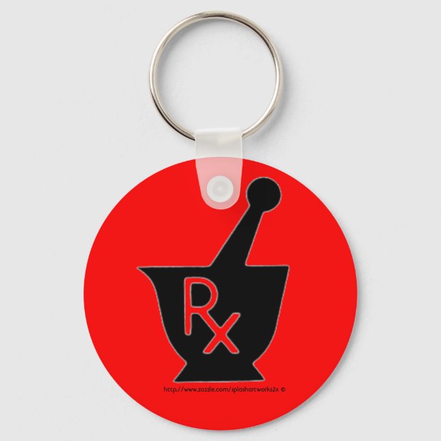 Pharmacy mortor and pestle symbol - magnet key ring (Front)