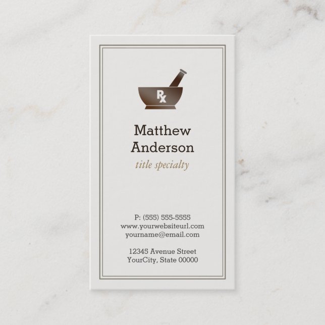 Pharmacy Pharmacist Druggist Logo Elegant Classic Business Card (Front)