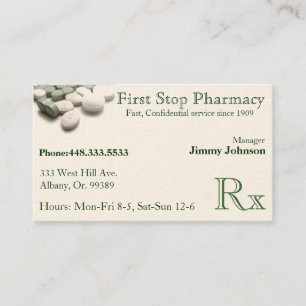 Pharmacy Pharmacist Medication Business Card