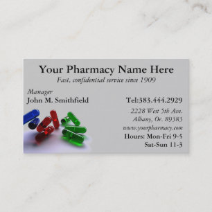 Pharmacy Pharmacist Medication List Business Card